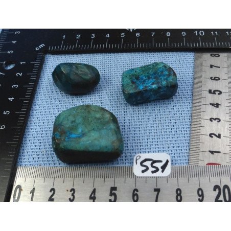 Shattuckite Congo Q Extra Lot de 3 Pierres Roulées 62gr50 | Minéraux Paubrasil