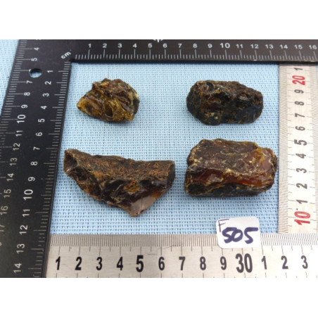 Ambre Bleu de Sumatra Lot de 4 Morceaux Bruts 41g | Minéraux Paubrasil