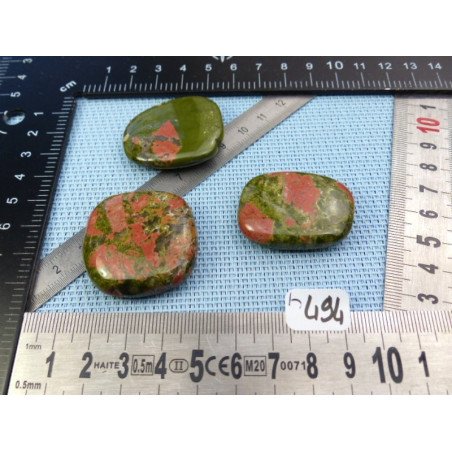 Unakite Lot de 3 Pierres Plates 65gr | Minéraux Paubrasil