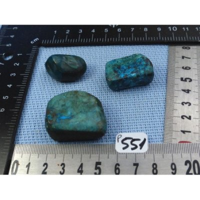 Shattuckite Congo Q Extra Lot de 3 Pierres Roulées 62gr50 | Minéraux Paubrasil