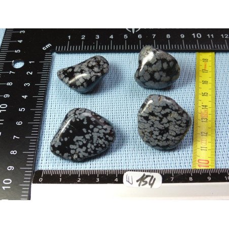 Obsidienne Flocon de Neige Lot de 4 Pierres Roulées 74g | Minéraux Paubrasil