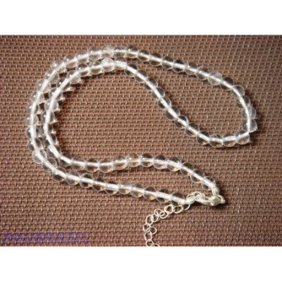 Collier Cristal de Roche Q Extra 42cm en perles de 6mm