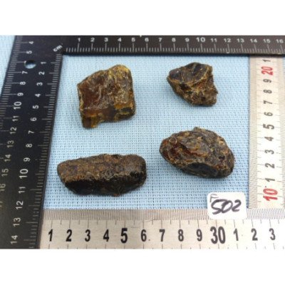 Ambre Bleu de Sumatra Lot de 4 Morceaux Bruts 51g | Minéraux Paubrasil