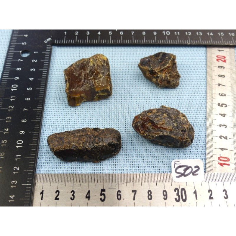 Ambre Bleu de Sumatra Lot de 4 Morceaux Bruts 51g | Minéraux Paubrasil