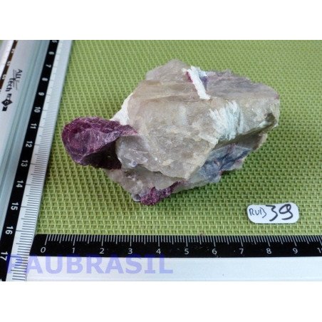 Rubellite tourmaline rose et quartz pierre brute 176gr Brésil qualité