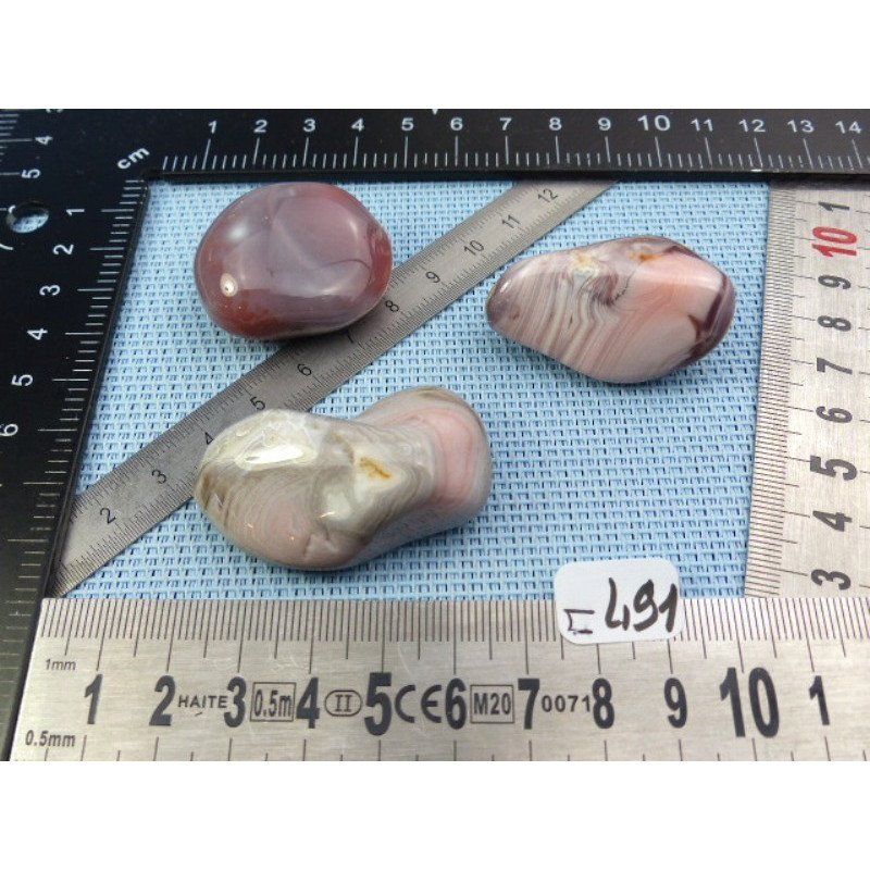 Agate Rose du Botswana Q Extra Lot de 4 Pierres Roulées 80g | Minéraux Paubrasil