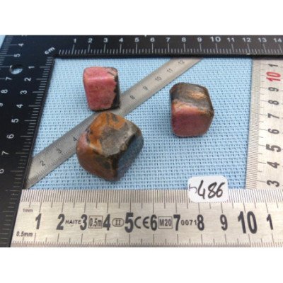 Rhodonite Extra du Pakistan Lot de 3 Pierres Roulées 85g | Minéraux Paubrasil