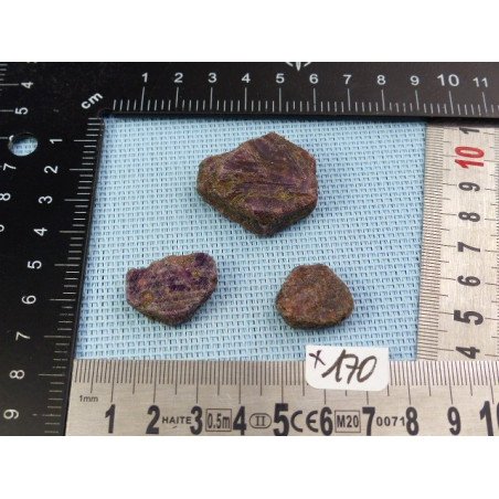 Rubis de Madagascar Lot de 3 Pierres Brutes 36g | Minéraux Paubrasil