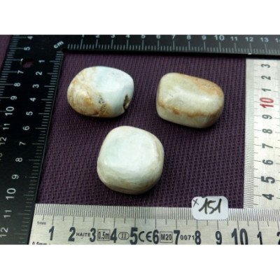 Aragonite Bleue du Pakistan Lot de 3 Pierres Semi Roulées 13 | Minéraux Paubrasil