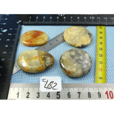 Agate Crazy Lace Lot de 4 Pierres Plates 64g qualité moyenne | Minéraux Paubrasil