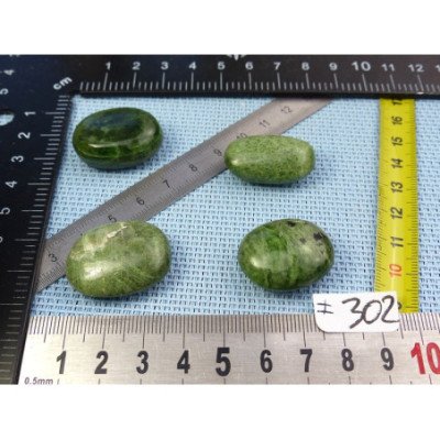 Diopside - Chrome Diospide Lot de 4 Mini Galets Aplatis 49g | Minéraux Paubrasil