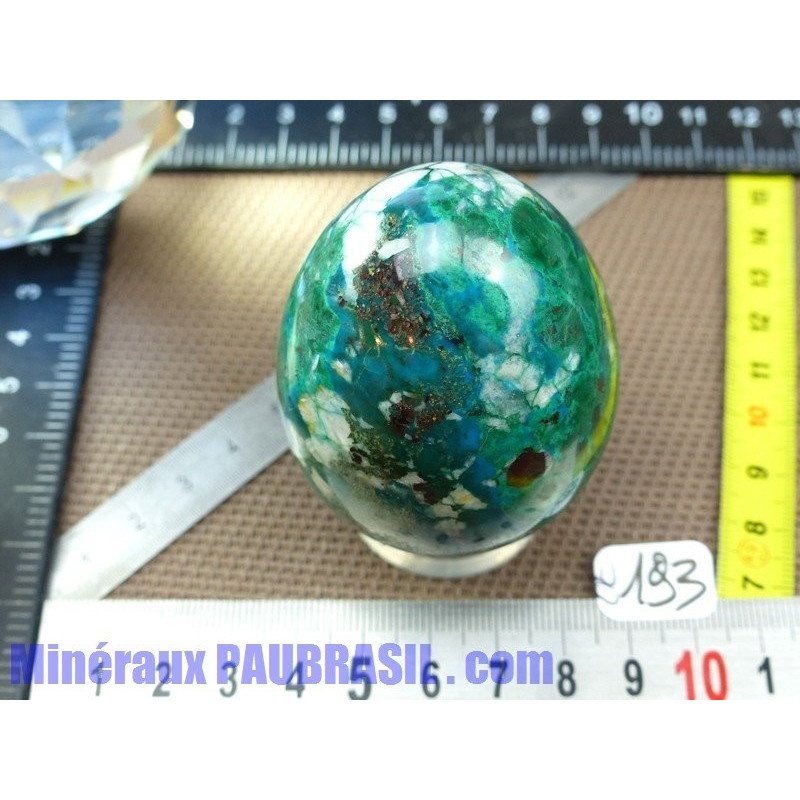 Oeuf en Shattuckite Chrysocolle du Congo Q Extra 223gr  47mm diam 62mm