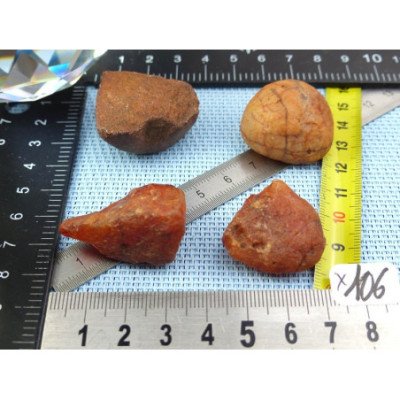 Cornaline Lot de 4 Pierres Brutes 69g | Minéraux Paubrasil