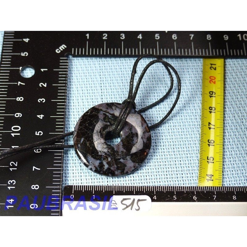 Pi Donut pendentif en Gabbro Merlinite de 4cm