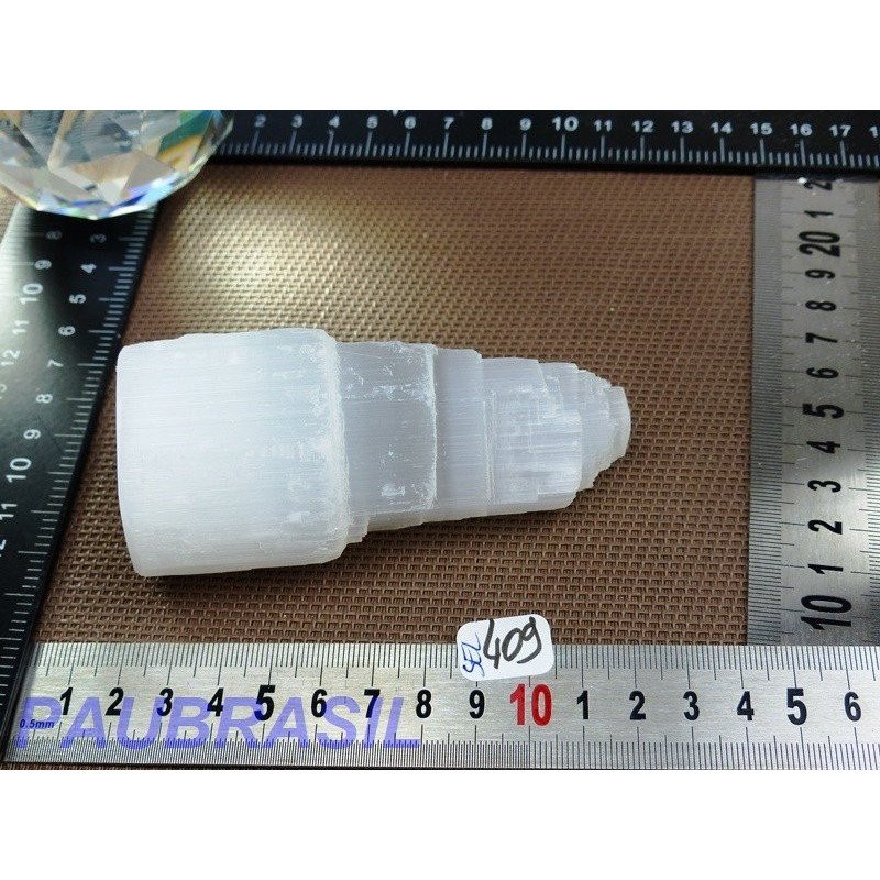 Gratte-ciel en Selenite - Gypse fibreux en pierre brute de 234g
