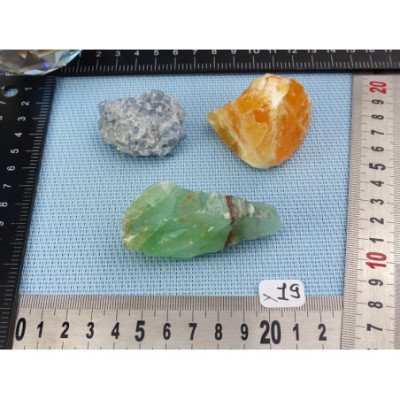 Calcite Orange, Verte, Bleue Lot de 3 Pierres Brutes 158g | Minéraux Paubrasil