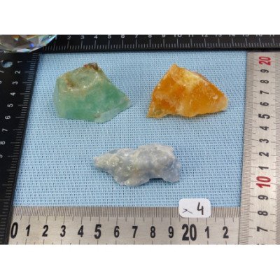 Calcite Orange, Verte, Bleue Lot de 3 Pierres Brutes 127g | Minéraux Paubrasil