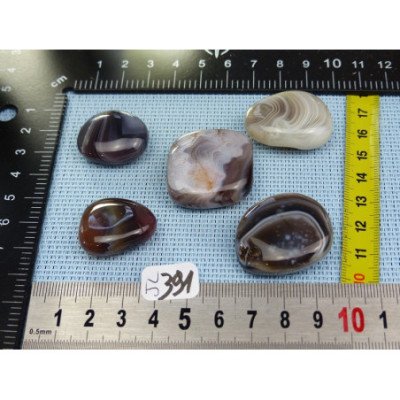 Agate du Botswana Lot de 5 Pierres Roulées Aplaties 71g | Minéraux Paubrasil
