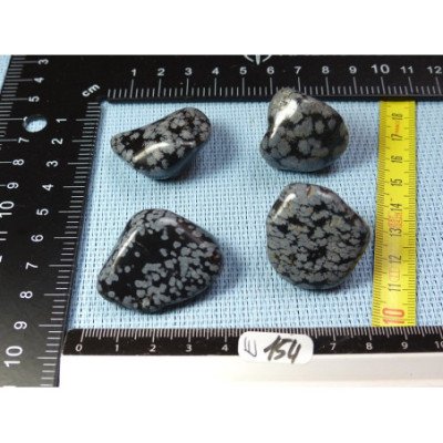 Obsidienne Flocon de Neige Lot de 4 Pierres Roulées 74g | Minéraux Paubrasil
