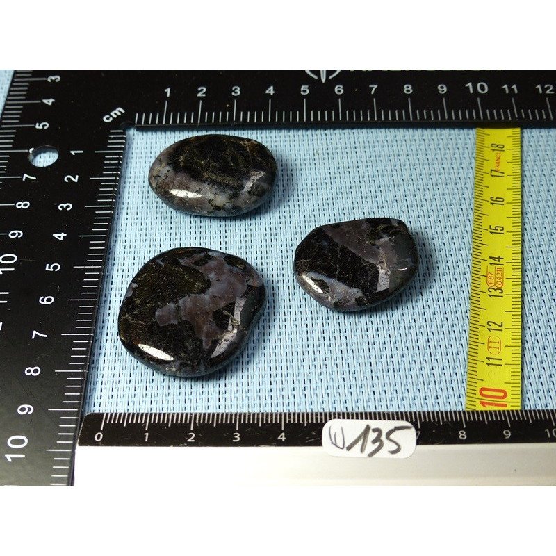 Gabbro - Merlinite Lot de 3 Pierres Plates 53g | Minéraux Paubrasil