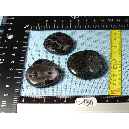 Gabbro - Merlinite Lot de 3 Pierres Plates 65g | Minéraux Paubrasil
