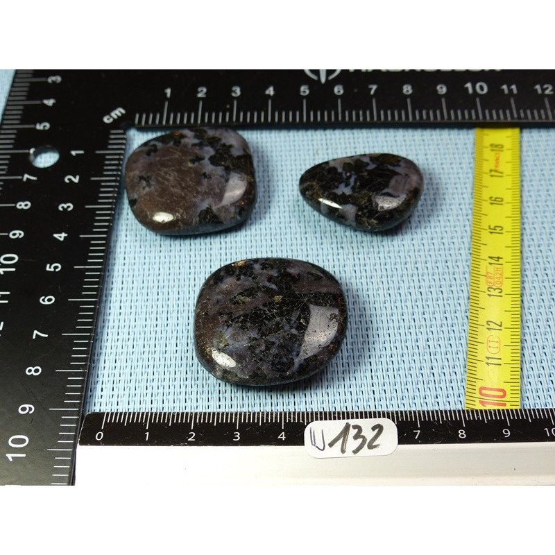 Gabbro - Merlinite Lot de 3 Pierres Plates 67g | Minéraux Paubrasil