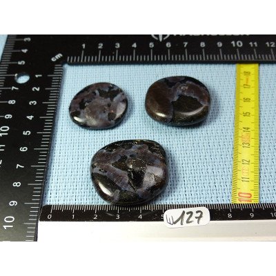 Gabbro - Merlinite Lot de 3 Pierres Plates 58g | Minéraux Paubrasil