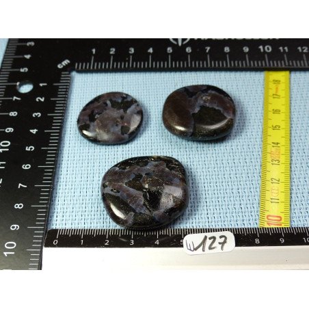 Gabbro - Merlinite Lot de 3 Pierres Plates 58g | Minéraux Paubrasil