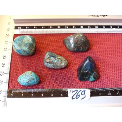 Shattuckite Congo Lot de 5 Pierres Roulées 67g | Minéraux Paubrasil