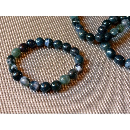 Agate Mousse Bracelet Pierres Roulées